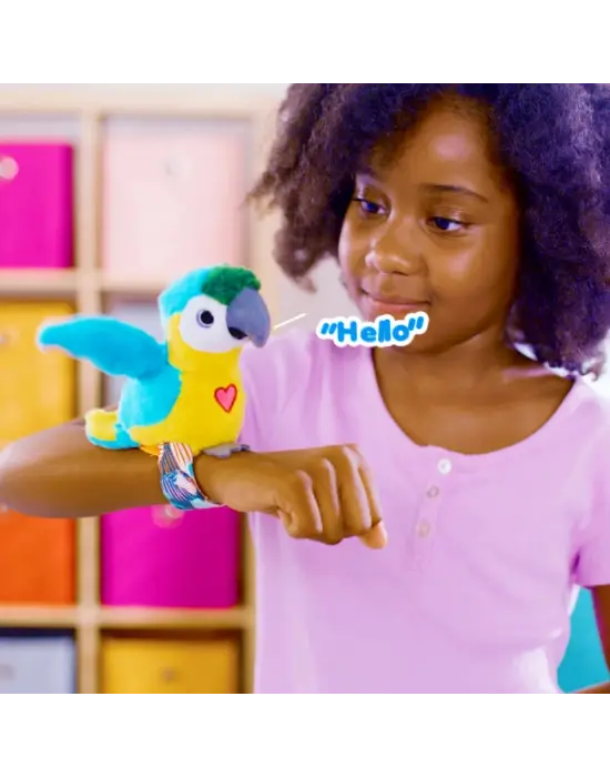 Peluş Ses Tekrarlı Hayvan Bileklik Aksesuar - Sarı Papağan