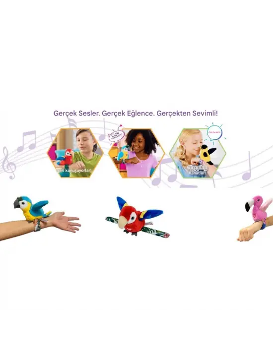 Peluş Ses Tekrarlı Hayvan Bileklik Aksesuar - Sarı Papağan