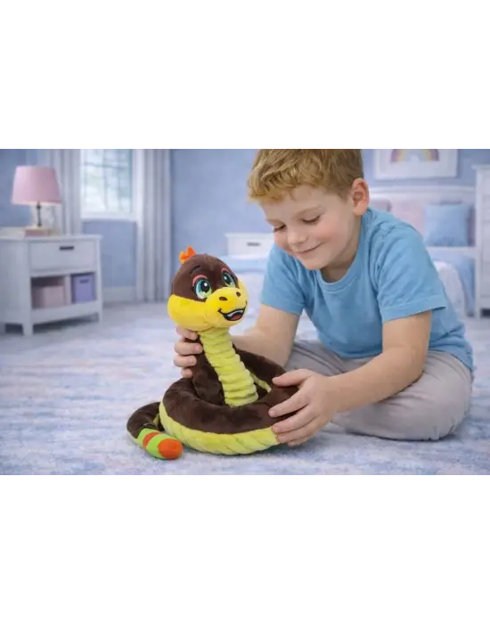 Peluş Sevimli Hayvanlar 35 cm - Kahverengi Çıngıraklı Yılan