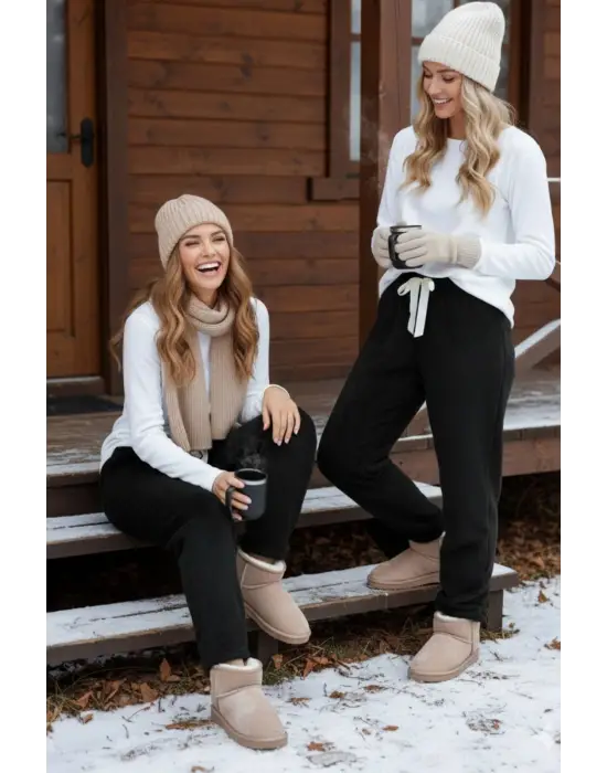 Peluşlu pijama alt siyah nr