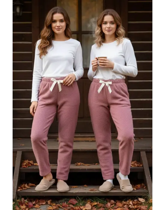 Somon Peluşlu Pijama Alt Kadın Giyim