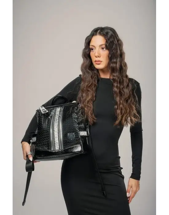 Pely Siyah Cilt Kol Ve Sırt Çantası