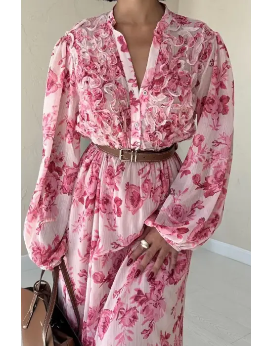 Omarı Şık ve Zarif Biye Detaylı Elbise