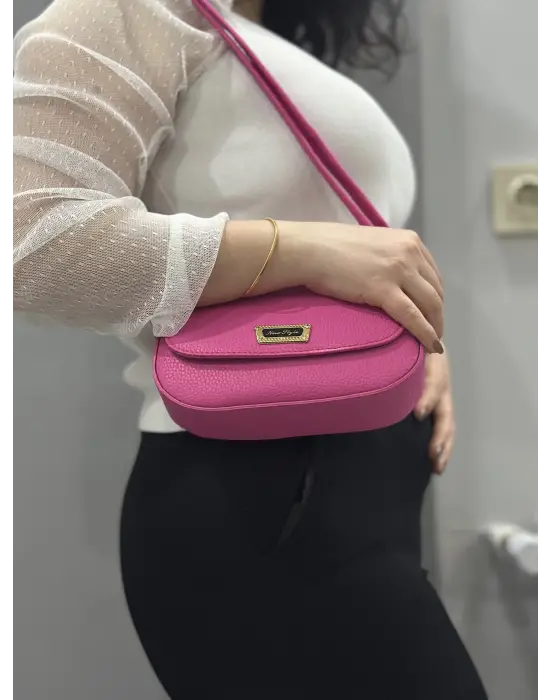 Omarı Yumuşak Deri Pembe Cilt Çantası