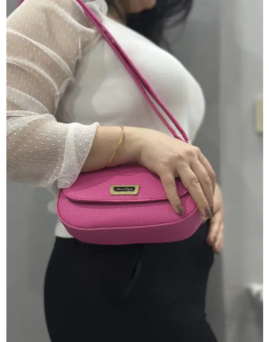Omarı Yumuşak Deri Pembe Cilt Çantası