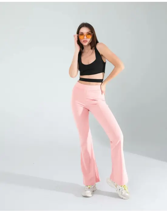 Omarı Yüksek Bel İspanyol Paça Tayt Kadın Giyim Modası