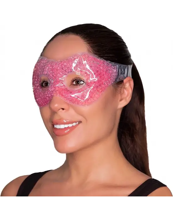 Pembe Jel Boncuklu Göz Maskesi, Soğuk & Sıcak Kullanım Rahatlatıcı Terapi Maskesi