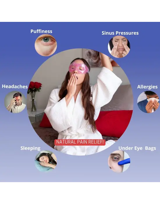 Pembe Jel Boncuklu Göz Maskesi, Soğuk & Sıcak Kullanım Rahatlatıcı Terapi Maskesi