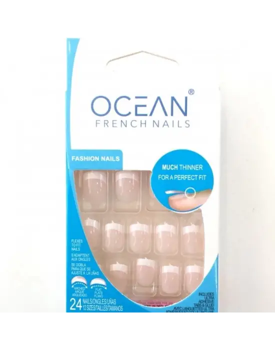 Omarı Parıltılı Pembe İnce French Takma Tırnak Seti