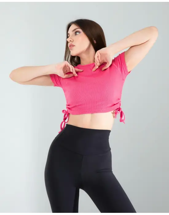 Sofistike Yandan Büzgülü Crop