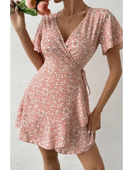 Pembe Yazın Rüyası Mini Elbise E-5503