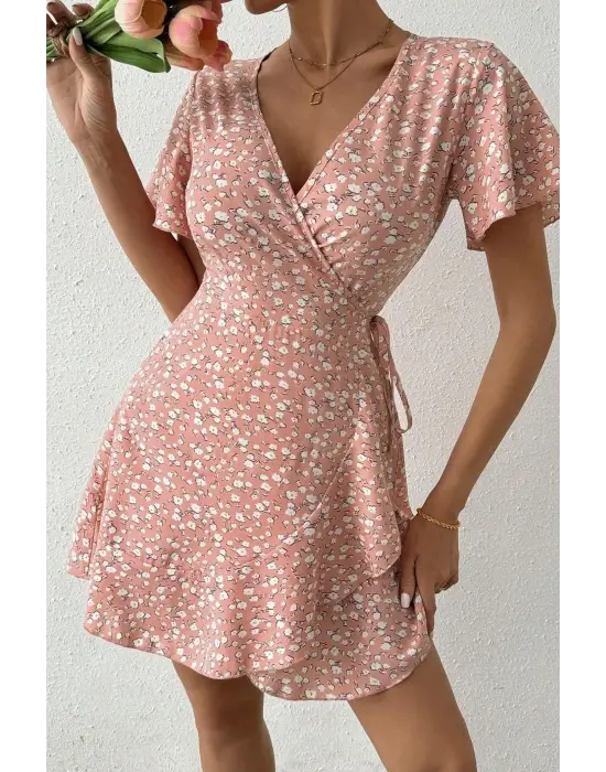 Pembe Yazın Rüyası Mini Elbise E-5503