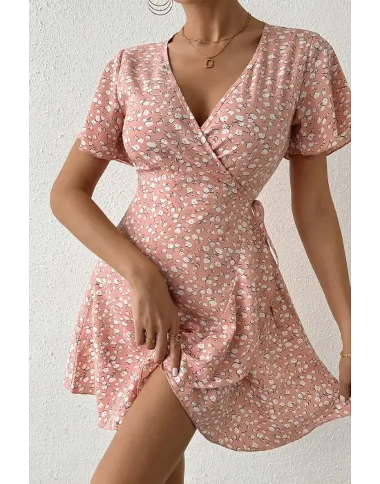 Pembe Yazın Rüyası Mini Elbise E-5503