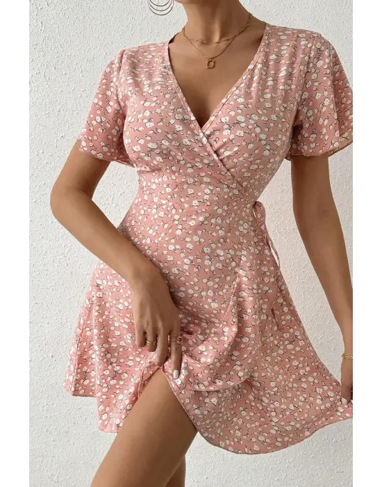 Pembe Yazın Rüyası Mini Elbise E-5503