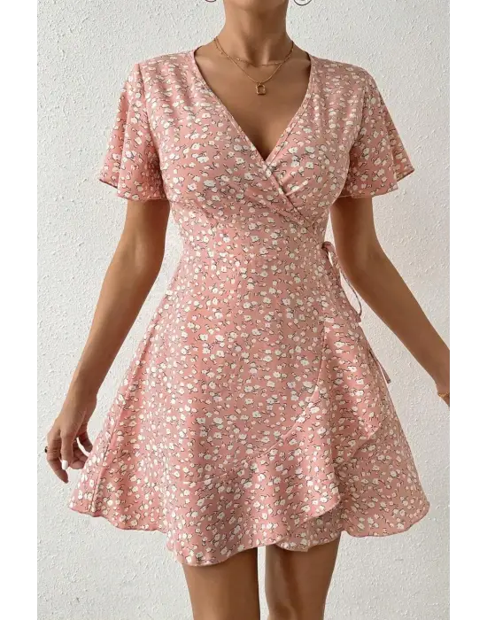 Pembe Yazın Rüyası Mini Elbise E-5503