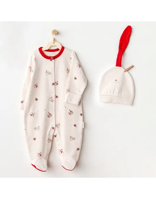 Omarı Yumuşacık Ekru Bebek Tulum Takımı