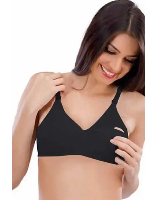 Omarı Konforlu Penye Emzirme Sütyeni Siyah