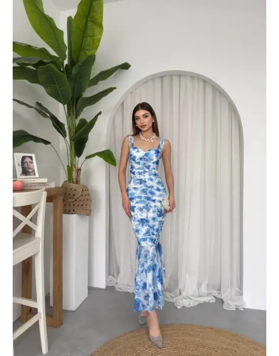 Omarı Elegan Büzgü Detaylı Elbise