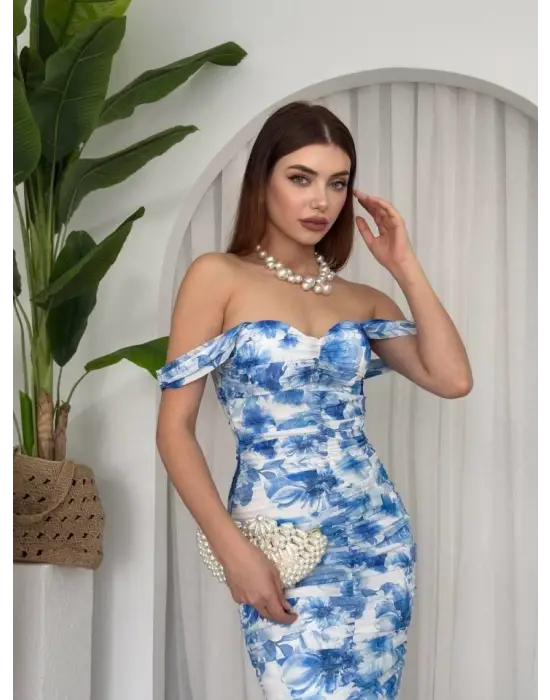 Omarı Elegan Büzgü Detaylı Elbise