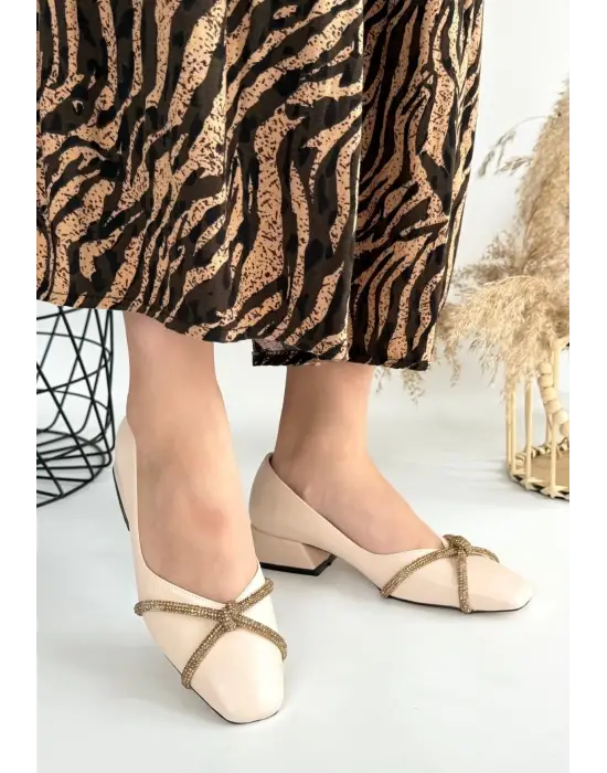 Pety Bej Cilt Topuklu Ayakkabı