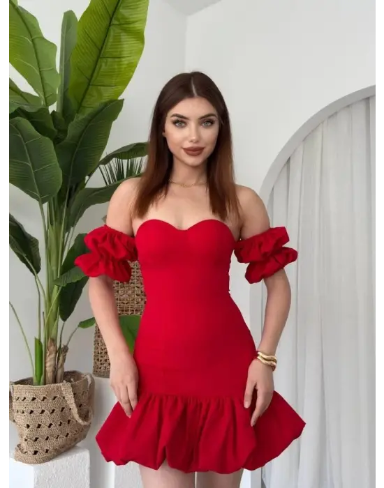 Omarı Zarif Siyah Straplez Elbise