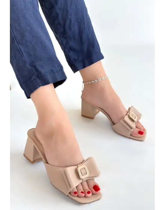 Pier Nude Cilt Topuklu Terlik