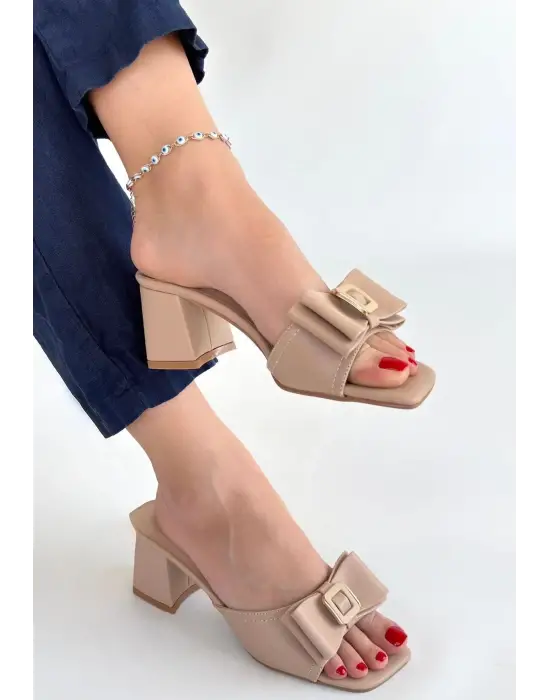 Pier Nude Cilt Topuklu Terlik