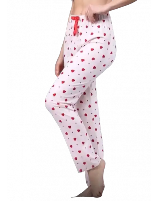 Çilek Desenli Pijama Altı Pembe Kadın Giyim