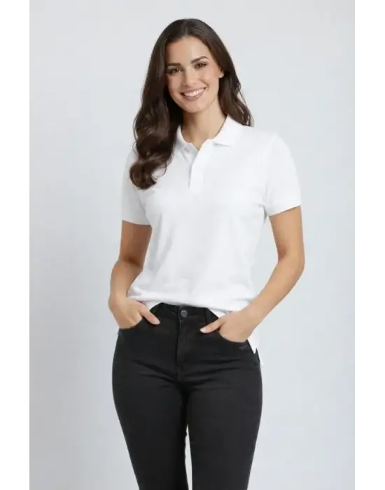 Pike Kumaş Düğmeli Yaka Regular Rahat Günlük Kısa Kol Tişört T-shirt - Beyaz