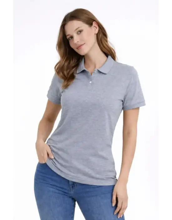 Pike Kumaş Düğmeli Yaka Regular Rahat Günlük Kısa Kol Tişört T-shirt - Gri