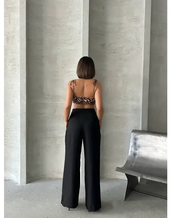 Modern Pileli Keten Pantolon