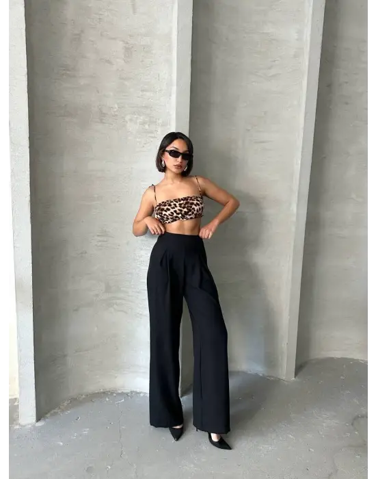 Modern Pileli Keten Pantolon