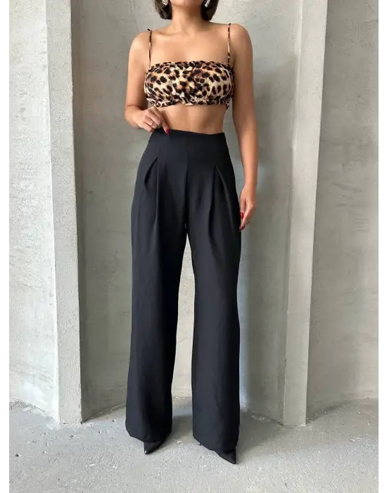 Modern Pileli Keten Pantolon