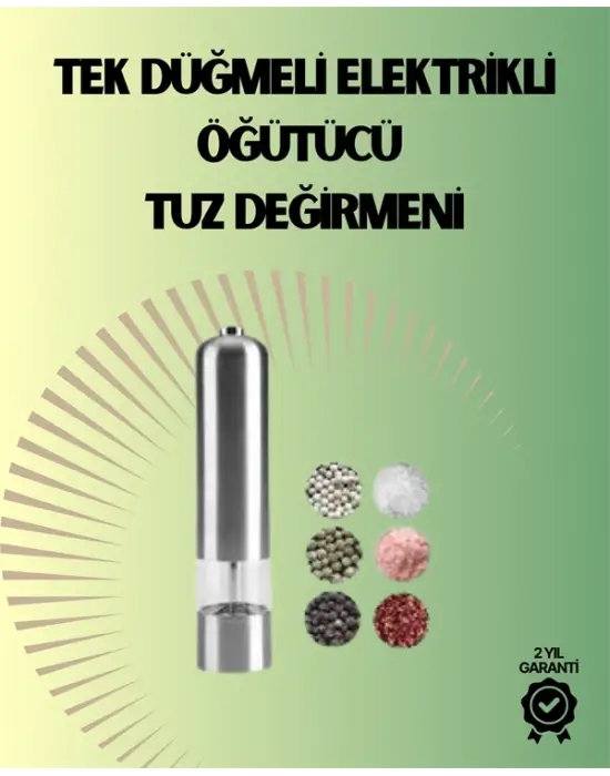 Pilli Otomatik Baharat Değirmeni Gıda Sınıfı Çelik Sessiz Öğütücü Alet