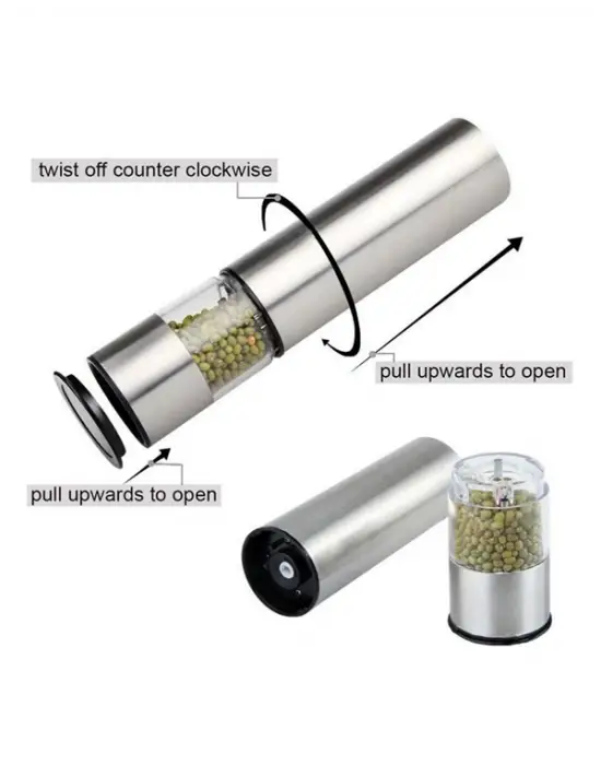 Pilli Otomatik Baharat Değirmeni Gıda Sınıfı Çelik Sessiz Öğütücü Alet