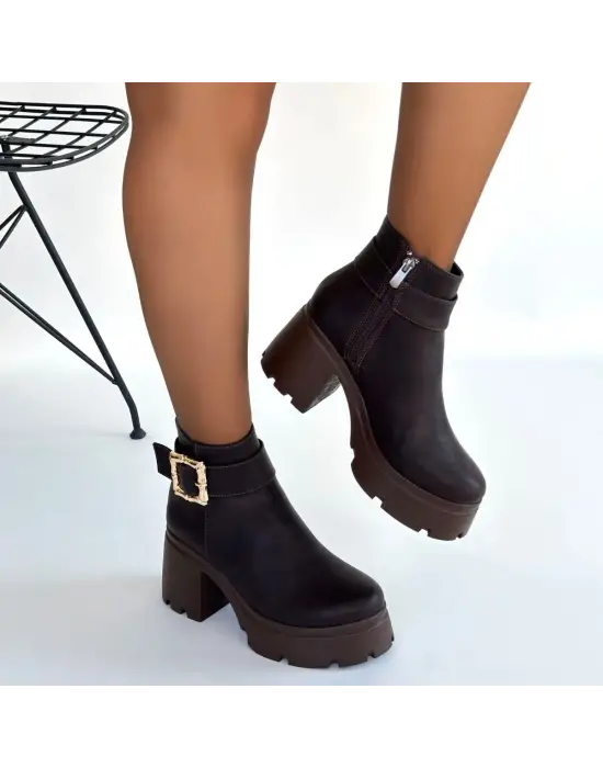 Pinma Acı Kahve Cilt Topuklu Bot