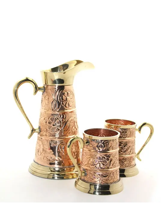 Pirinç 2 Bardaklı Sürahi Seti