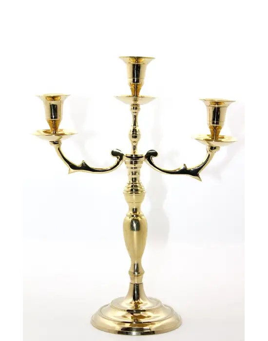 Pirinç 3lü Şamdan Model 2