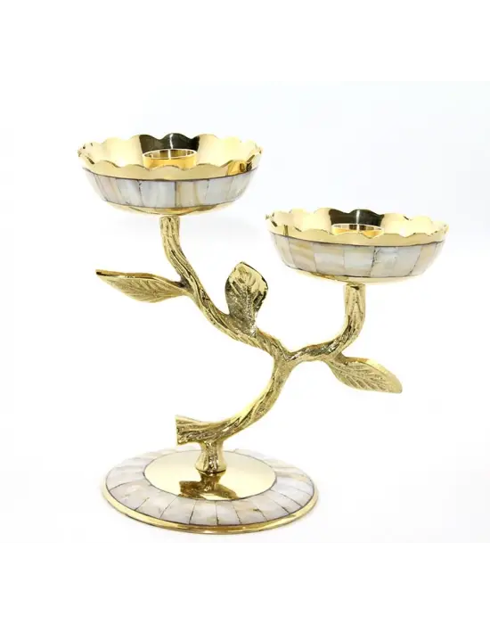 Pirinç Sedefli 2li Şamdan