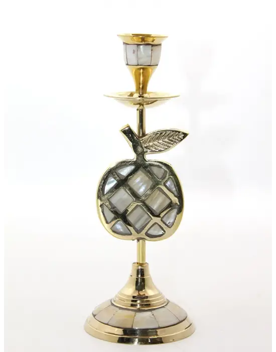 Pirinç Sedefli Tekli Şamdan Model 1