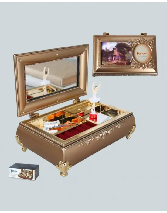 Piyano Tasarım Müzik Kutusu Balerin Figürü Ve Takı Bölmeli