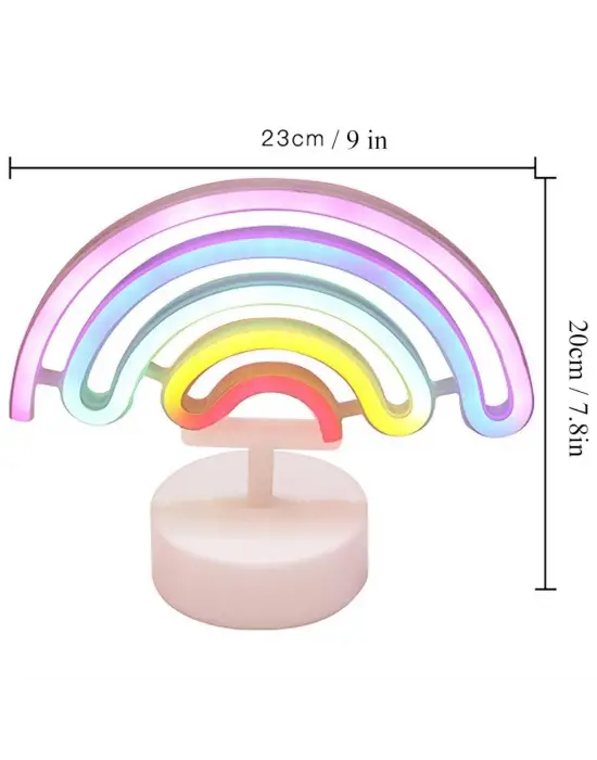 Plastik Gökkuşağı Neon LED Işık – Dekoratif Renkli Masaüstü ve Ambiyans Aydınlatması