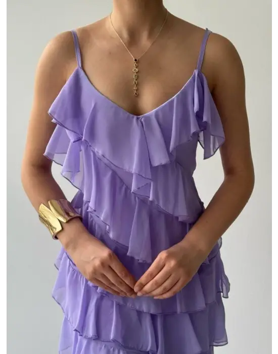 Omarı Şık Yırtmaç Detaylı Siyah Elbise