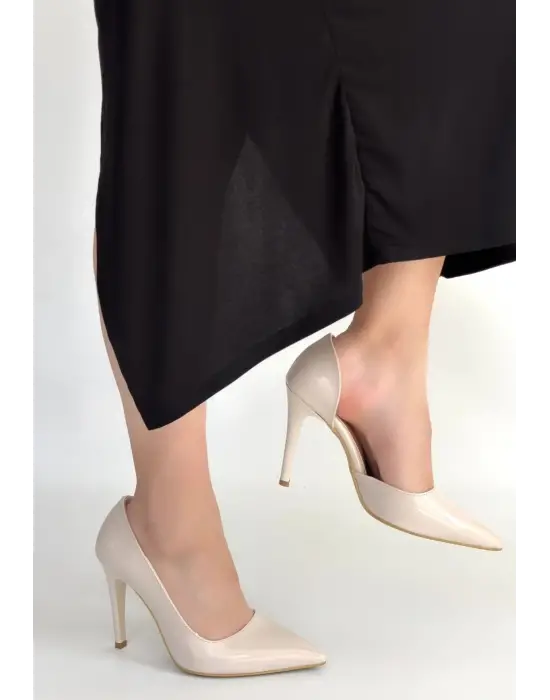 Pley Bej Rugan Stiletto Ayakkabı