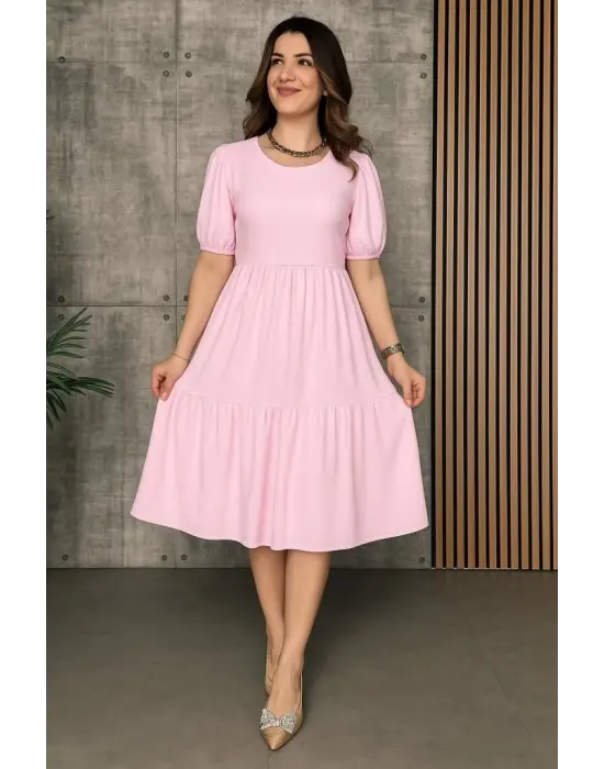 Omarı Bürümcük Detaylı Kadın Balon Elbise