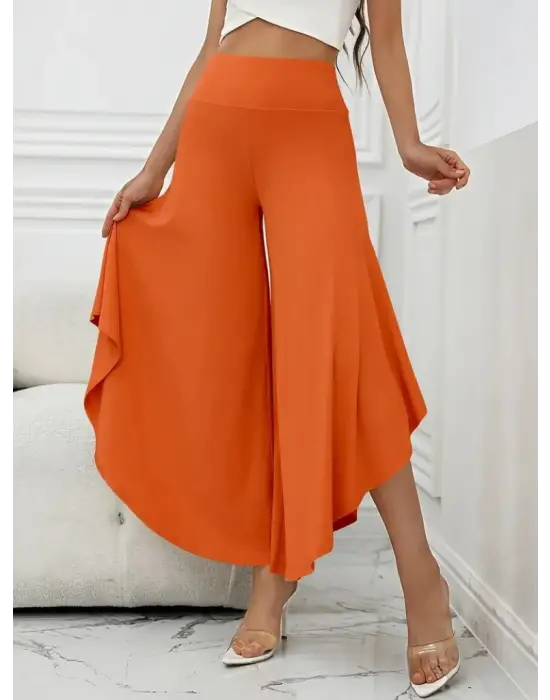 Omarı Yüksek Belli Geniş Paçalı Sandy Pantolon