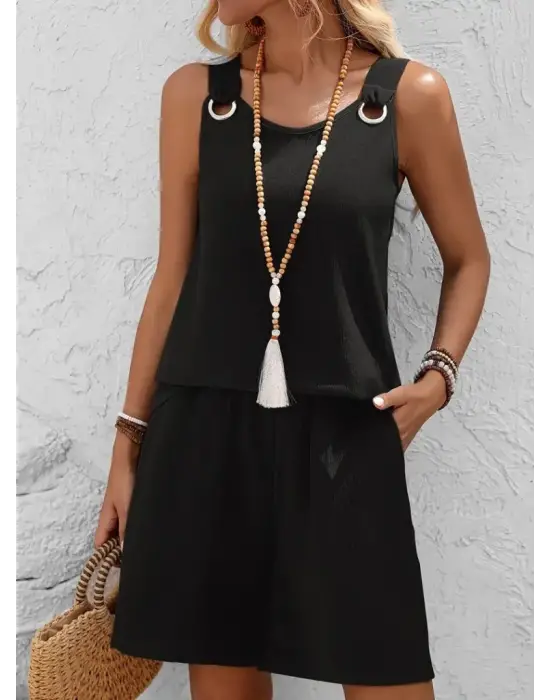 Omarı Yuvarlak Yaka Kuş Gözü Detaylı Takım