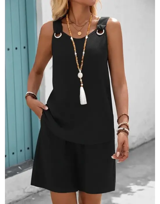 Omarı Yuvarlak Yaka Kuş Gözü Detaylı Takım