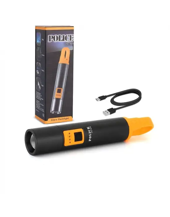 Police Ps-305 Şarjlı Göstergeli Askılı Zoomlu Tamirci El Feneri