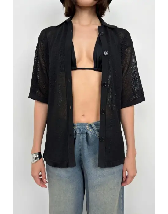 Polo Yaka Fileli Bluz